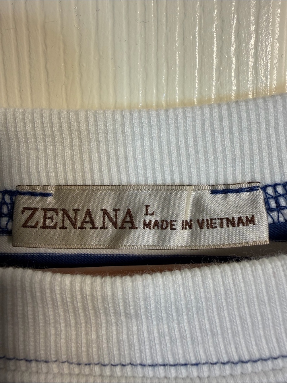 Women’s Zenana Blue & White Striped Crewneck Sweatshirt, size Large - Picture 7 of 10